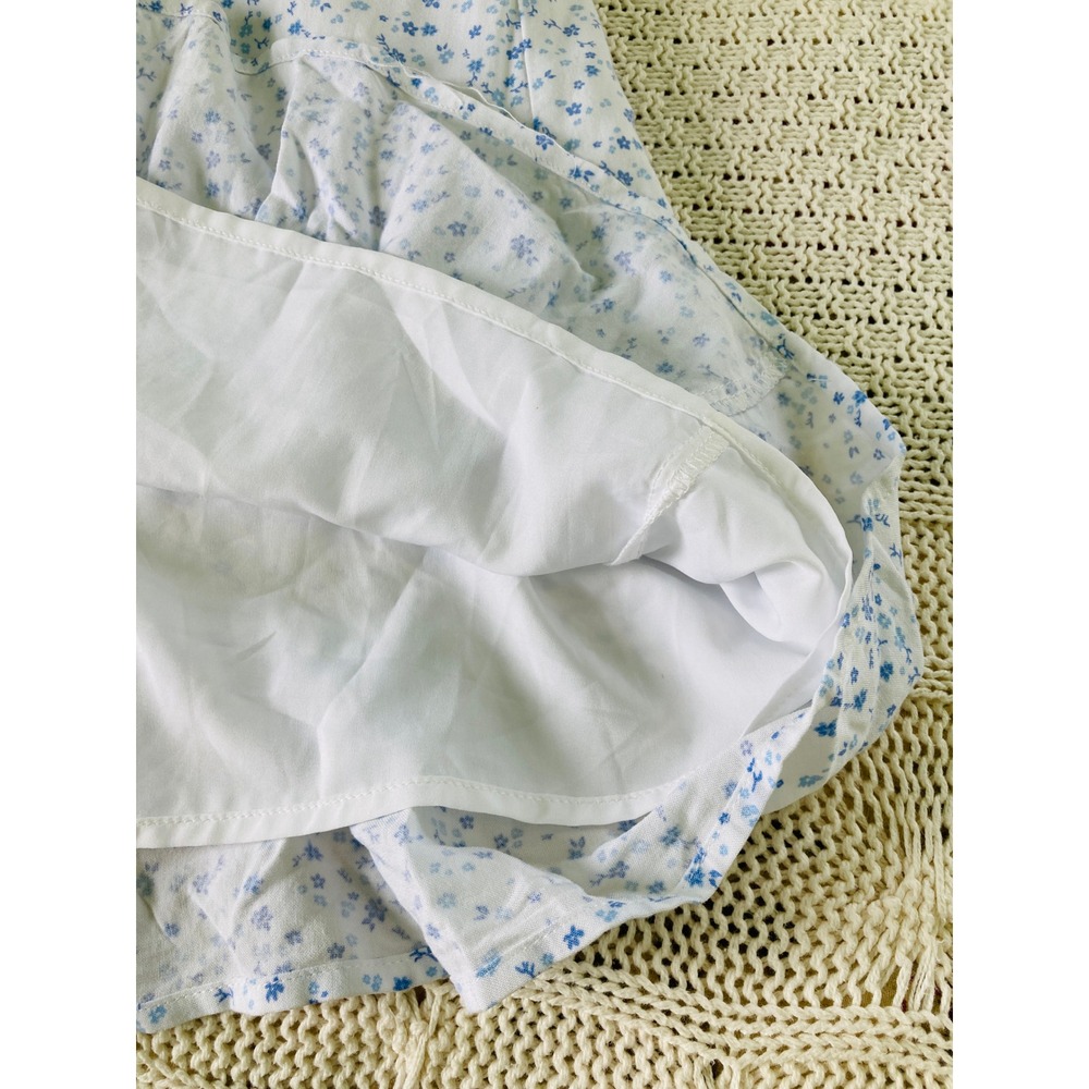 Hollister‎ Babydoll Mini Sundress White Blue Ditsy Floral Lined Ruffle (Size L) - Picture 9 of 14